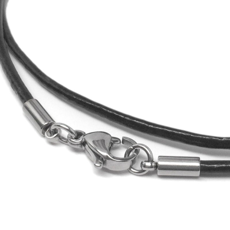 Loralyn Designs Black Leather Necklace (2mm) with Stainless Steel Clasps (30 Inch) - Image 1